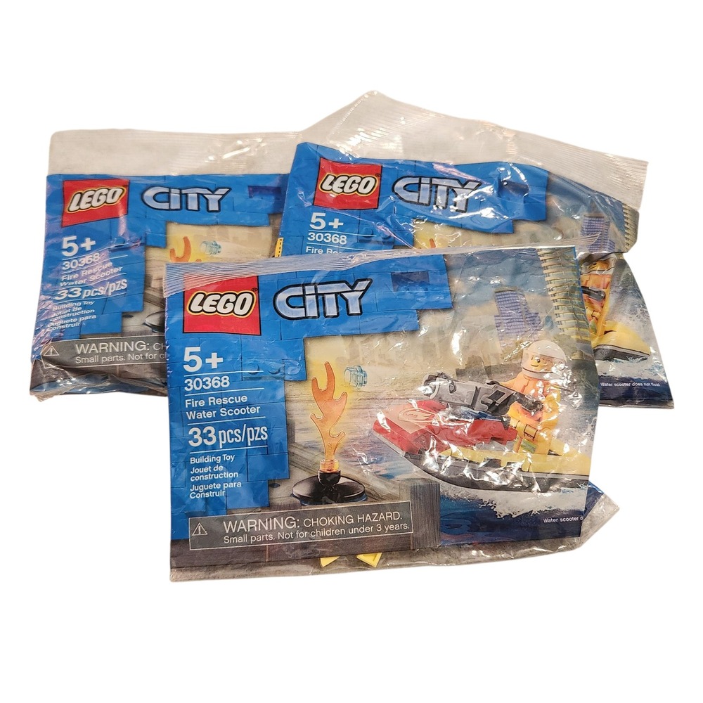 3x LEGO City 30368 Fire‎ Rescue Water Scooter Building Toy Set 33 pcs each